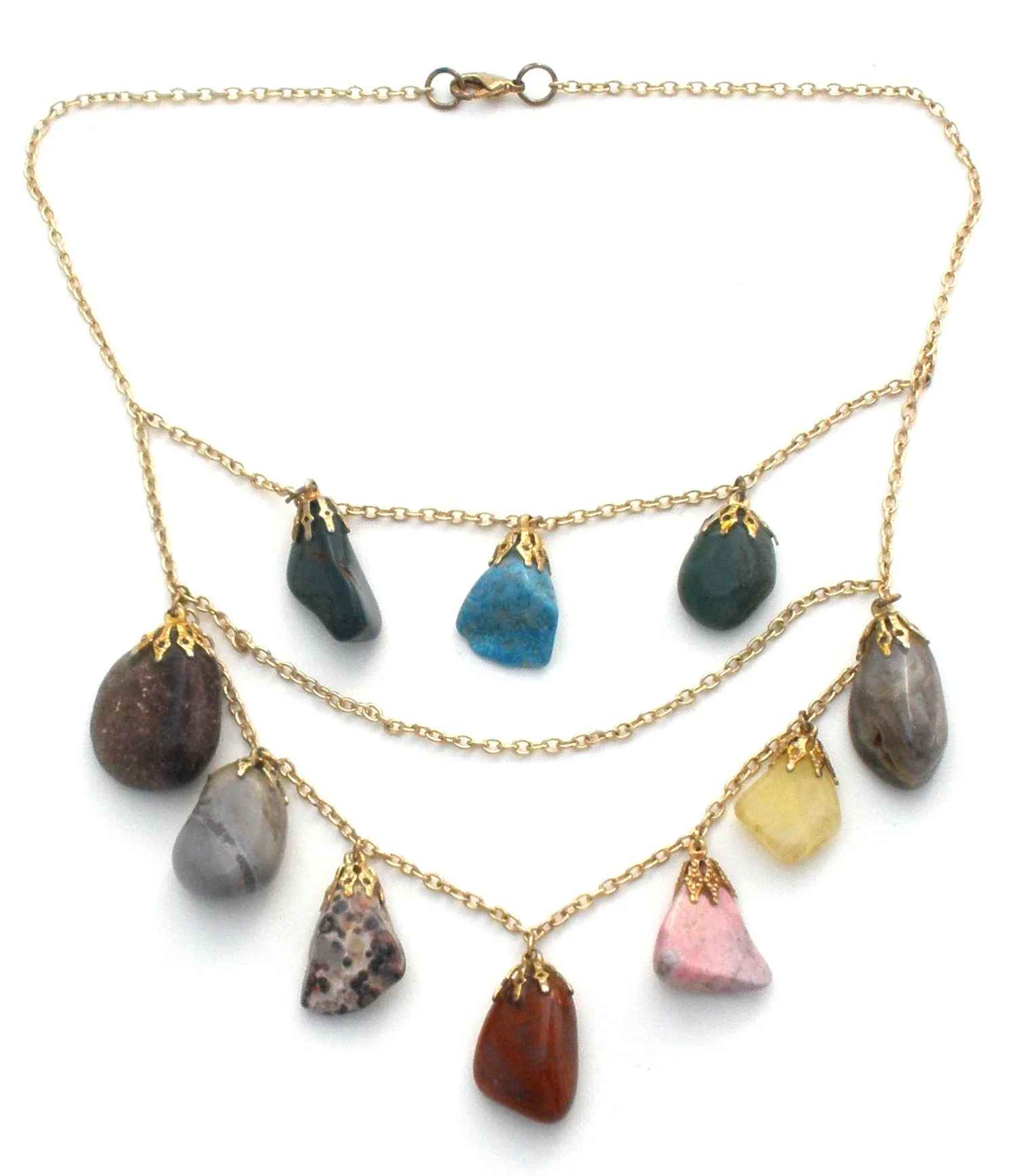 Gemstone Nugget Festoon Necklace Vintage