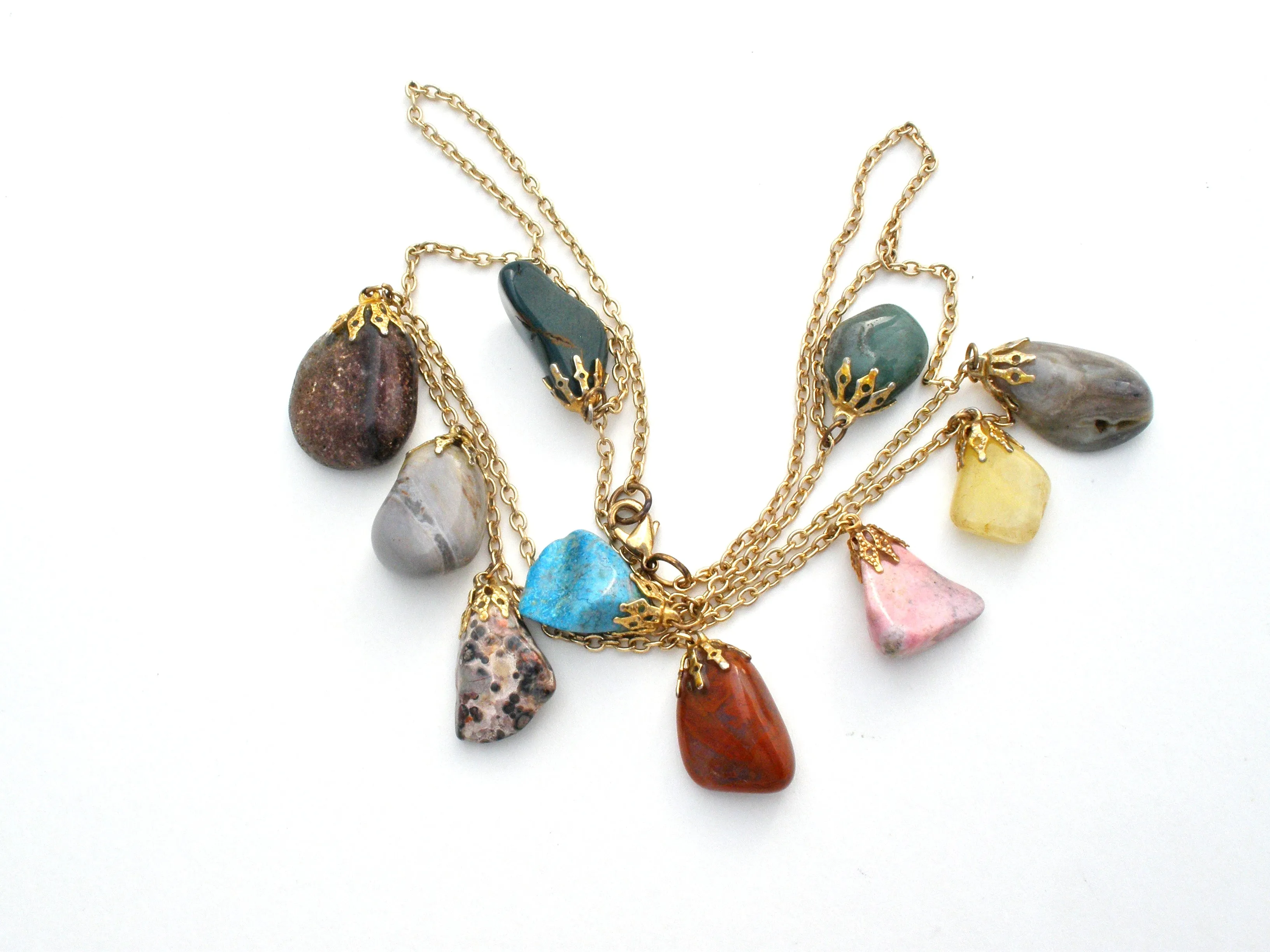 Gemstone Nugget Festoon Necklace Vintage