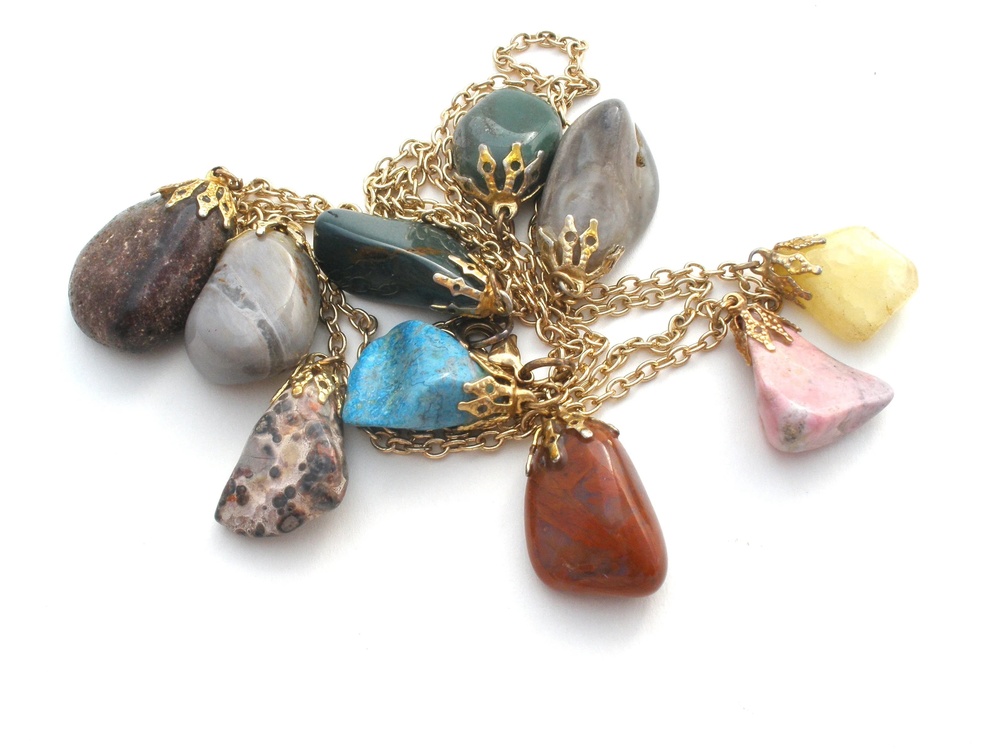 Gemstone Nugget Festoon Necklace Vintage