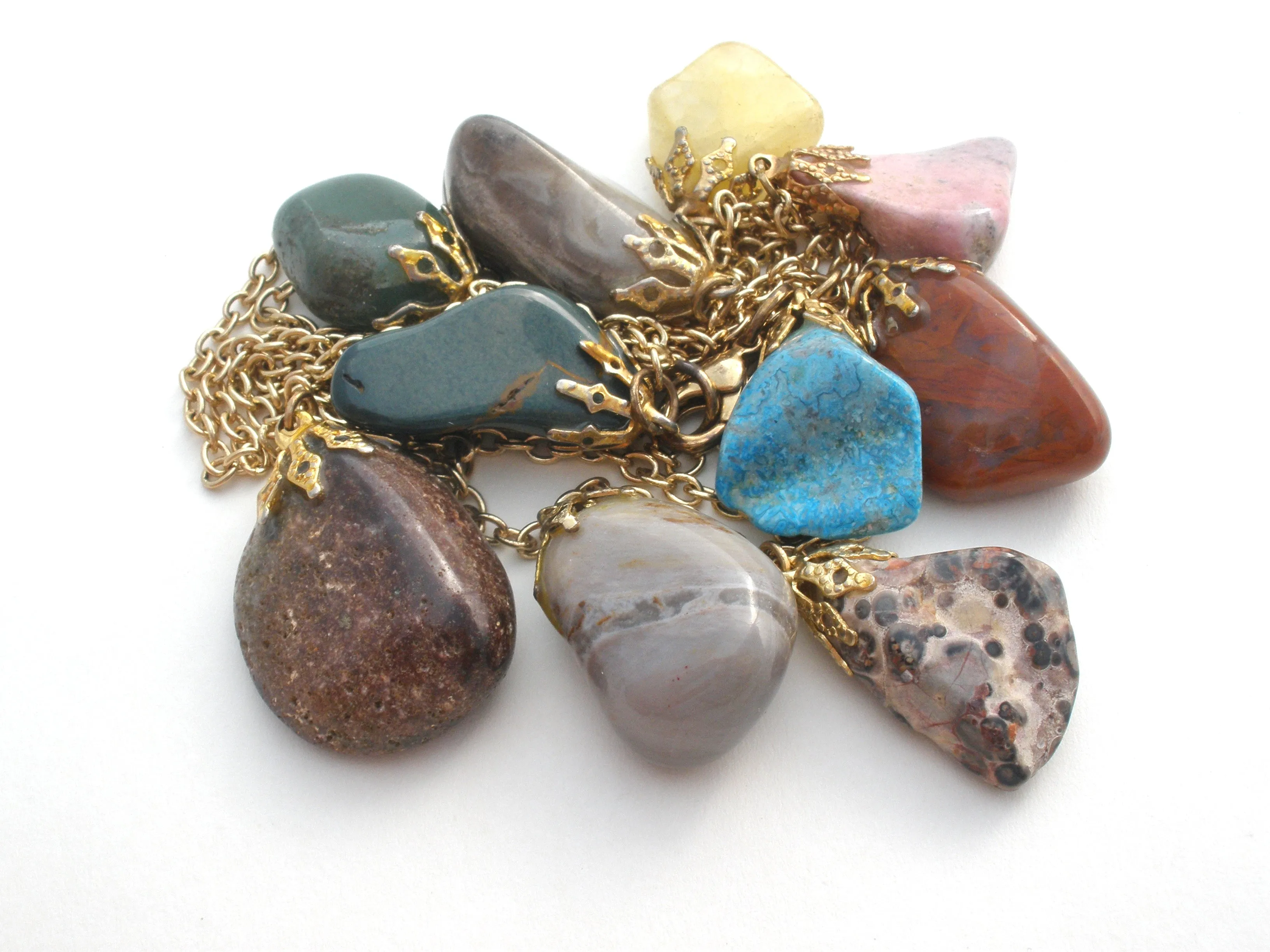 Gemstone Nugget Festoon Necklace Vintage