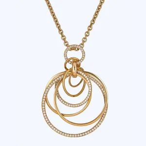 Gold and Diamond Interlocking Rings Pendant