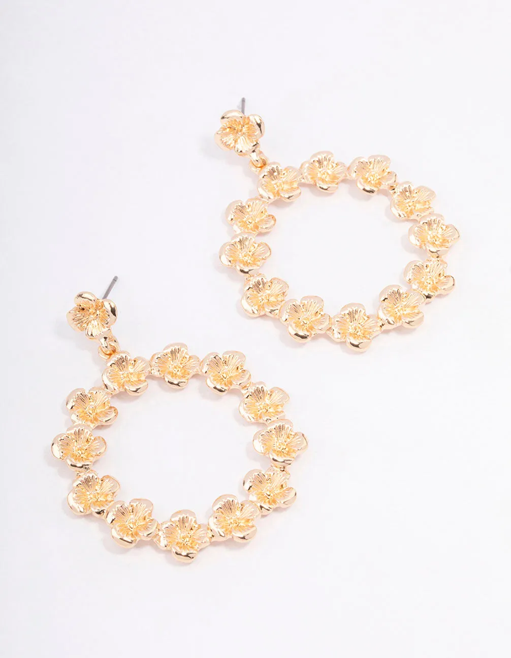Gold Rose Circular Drop Earrings