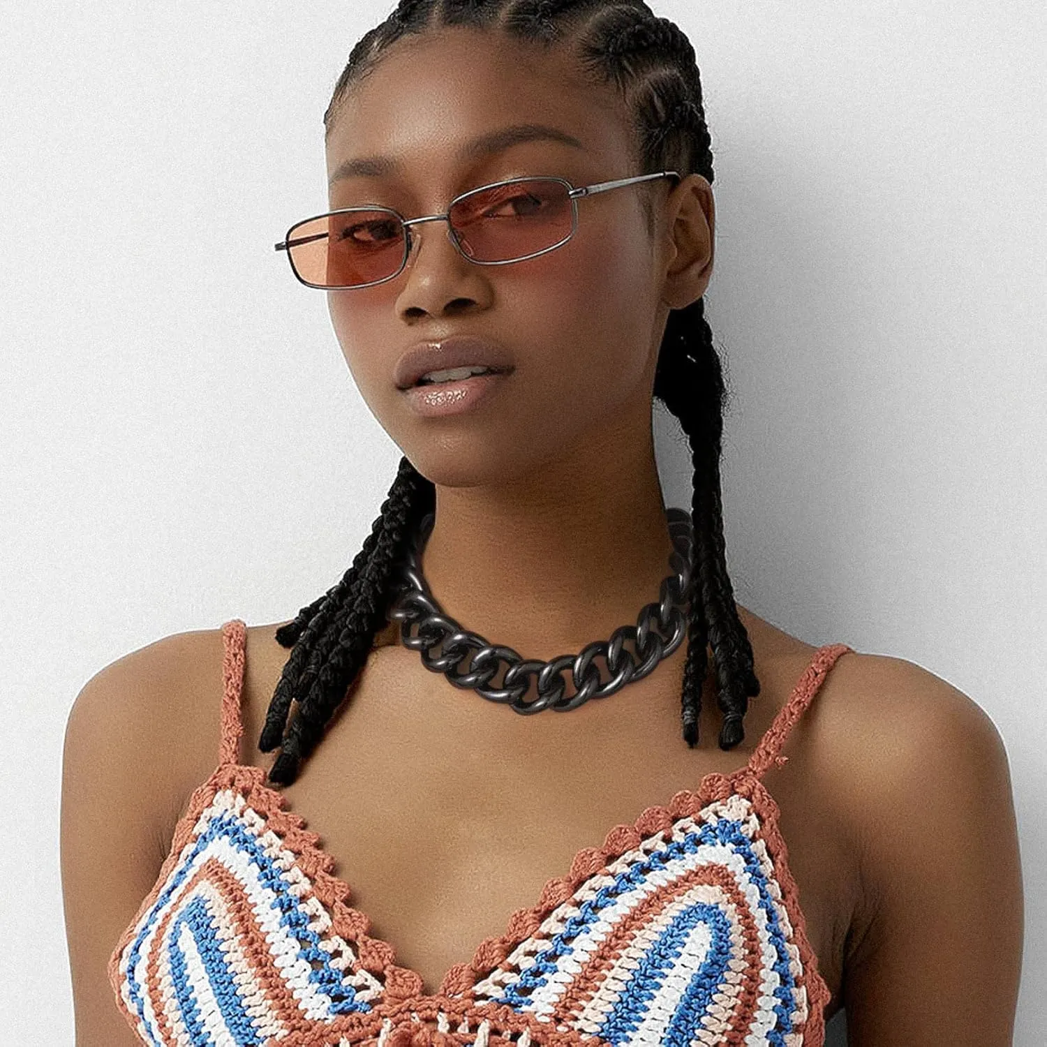 GOLDCHIC JEWELRY Chunky Chokers Gold Chain Necklace for Women, 5mm/12mm/23mm Hip Hop Turnover Cuban Chain Necklace, Thick Link Choker Chain Necklaces 161820 22''(Gift Box)