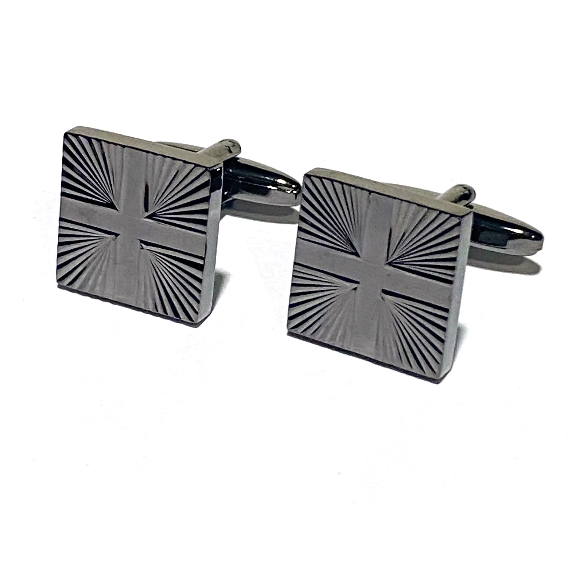 Gunmetal Rectangle Cross Cufflinks