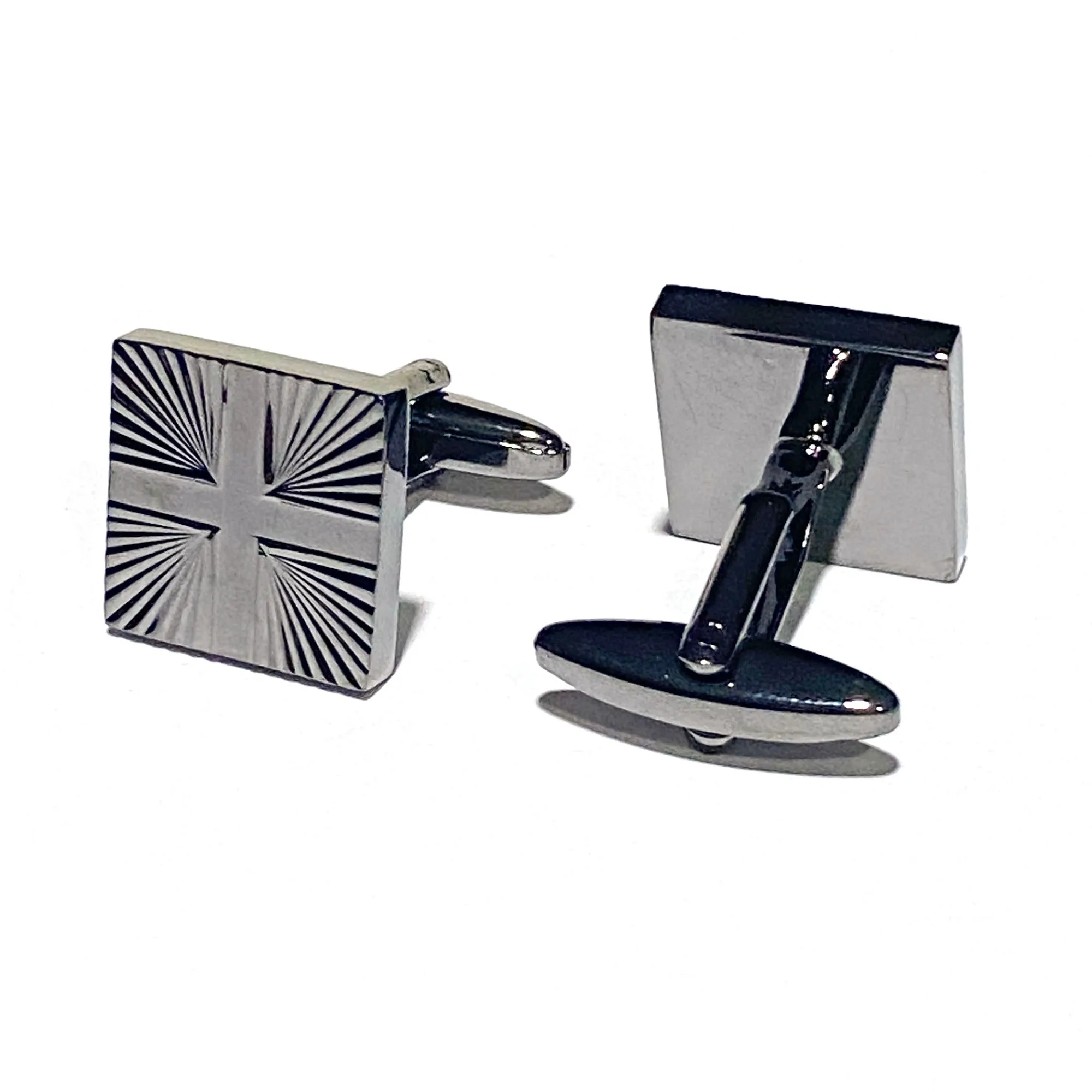Gunmetal Rectangle Cross Cufflinks