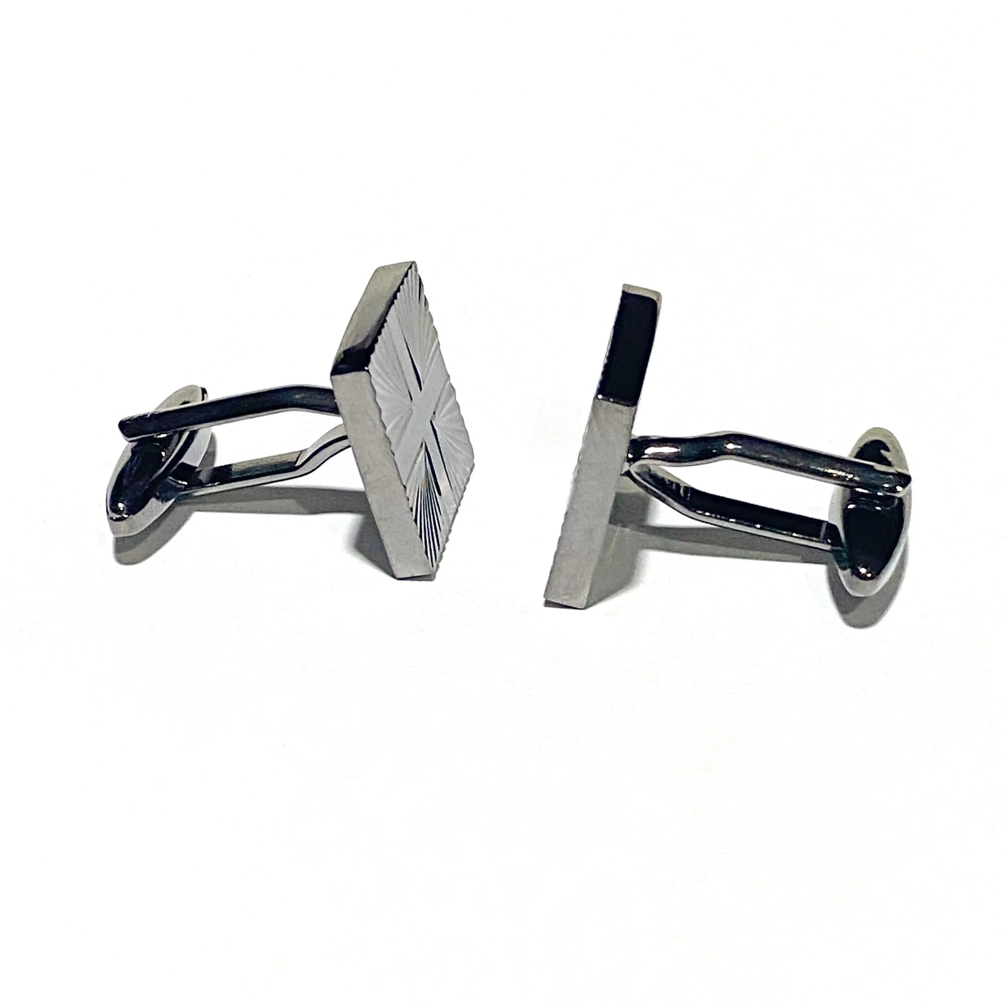 Gunmetal Rectangle Cross Cufflinks