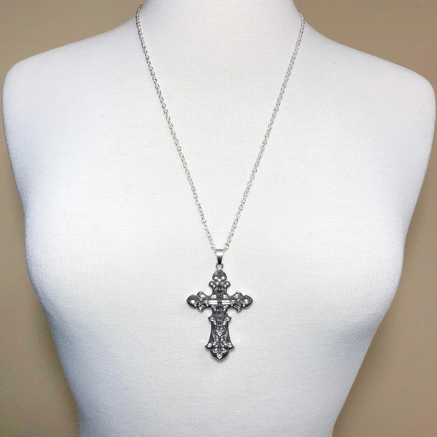 Gypsy Jewels Inspirational Message Faith Cross Theme Pendant Long Necklace & Earring Set
