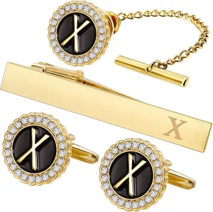 HAWSON Tie Clips, Cufflinks, Tie Tack & Lapel Pins for Men - Suitable for Neckties and French Cuff or Dress Shirt Suits - Jewelry Box Packed, Initials Designed