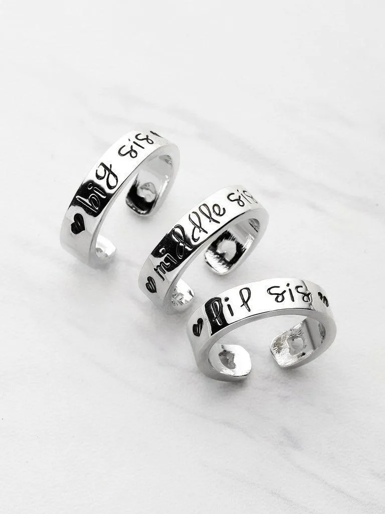 Heart Shaped Detail Friendship Rings 3pcs