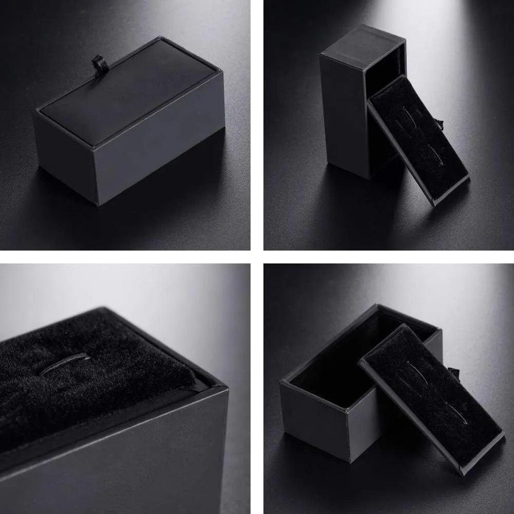 HooAMI Cufflink Box Tie Clip Bar Gift Box Black Jewelry Gift Box