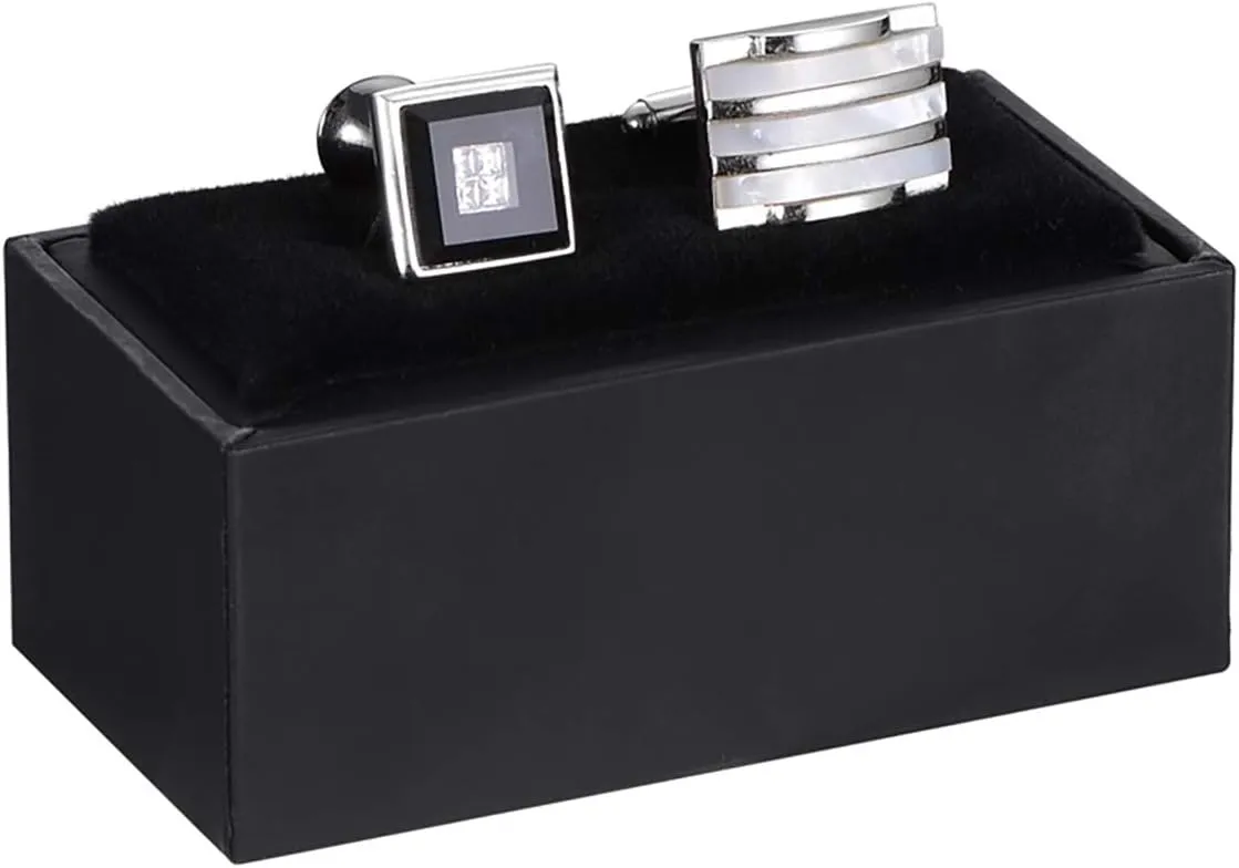 HooAMI Cufflink Box Tie Clip Bar Gift Box Black Jewelry Gift Box