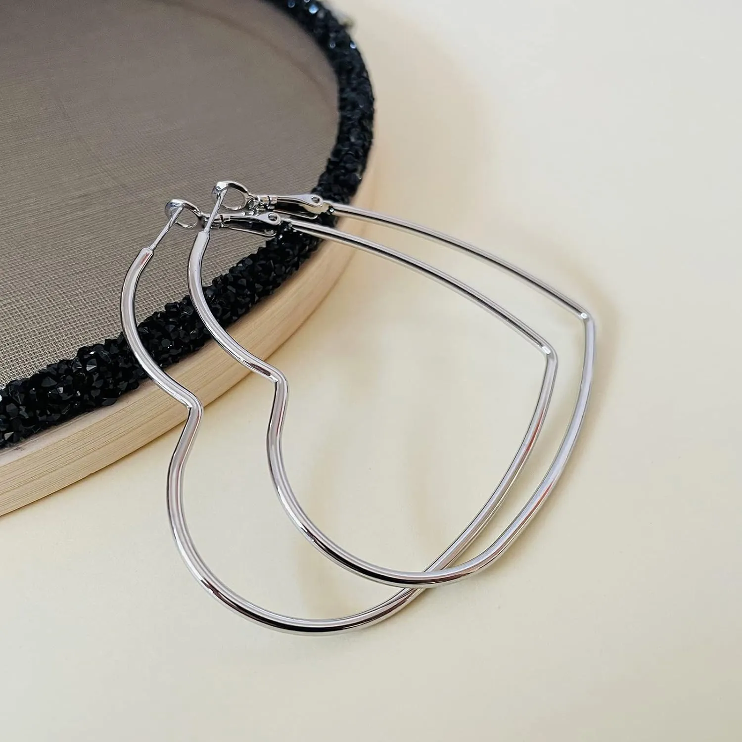 Hoop Earrings, Fashion Jewelry Statement Large Geometric Heart Hoop Earrings for Women Gift