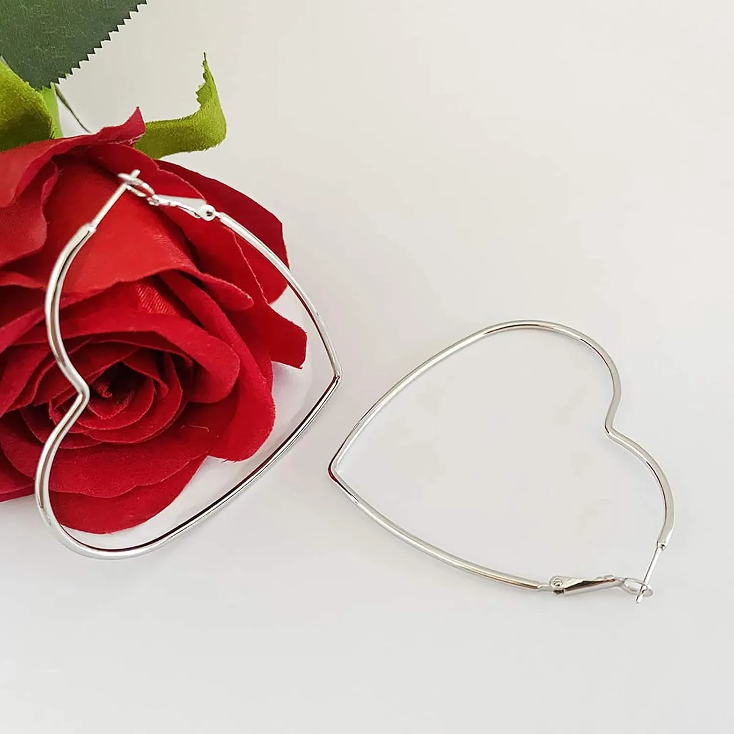 Hoop Earrings, Fashion Jewelry Statement Large Geometric Heart Hoop Earrings for Women Gift