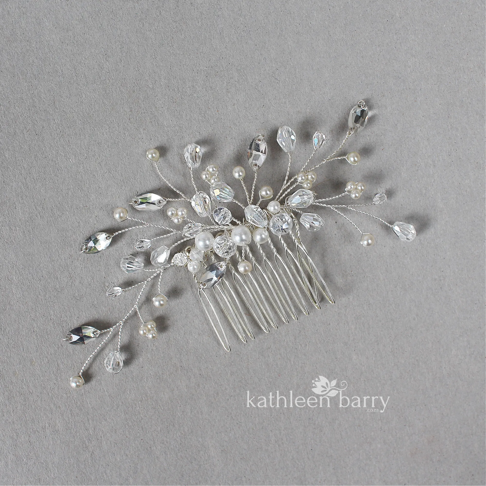 Ilze Crystal, Rhinestone wedding hair comb - silver, rose gold or gold