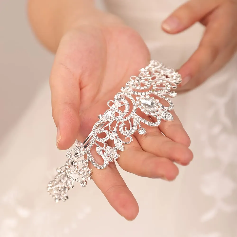 JWICOS Silver Crystal Tiara Crown for Women and Brides Elegant Princess Headband Crown with Combs for Wedding Prom Birthday Party Bridal Wedding Hair Accessories for Brides (Silver)
