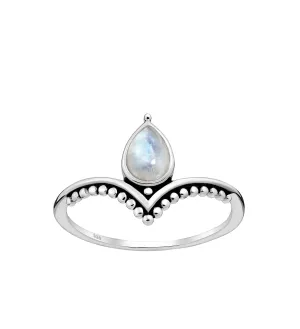 KESLEY Moonstone Ring 925 Sterling Silver Chevron Luxury Moonstone Dainty Gemstone June Birthstone Jewelry
