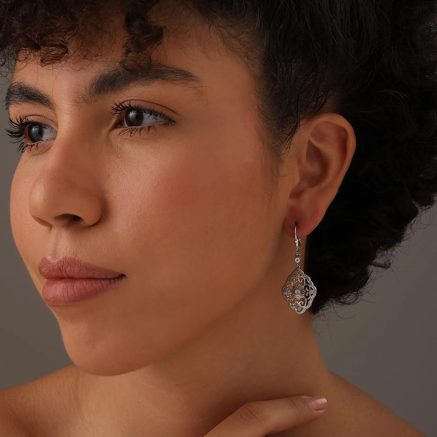 LeCalla 925 Sterling Silver Filigree Dangle Drop Leverback Earrings for Women | Long 925 Silver Dangle Leverback Earrings Hypoallergenic Filigree Tear drop Earrings Jewelry
