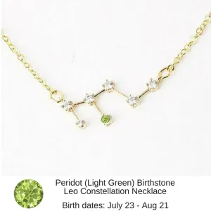 Leo Constellation Zodiac Necklace with Peridot Birthstone - "Star Candy"