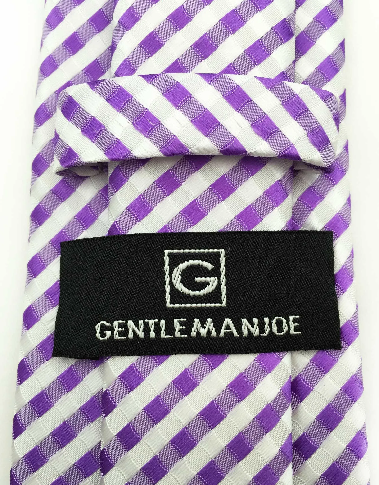 Lilac Purple & White Extra Long Mens Tie - 3XL