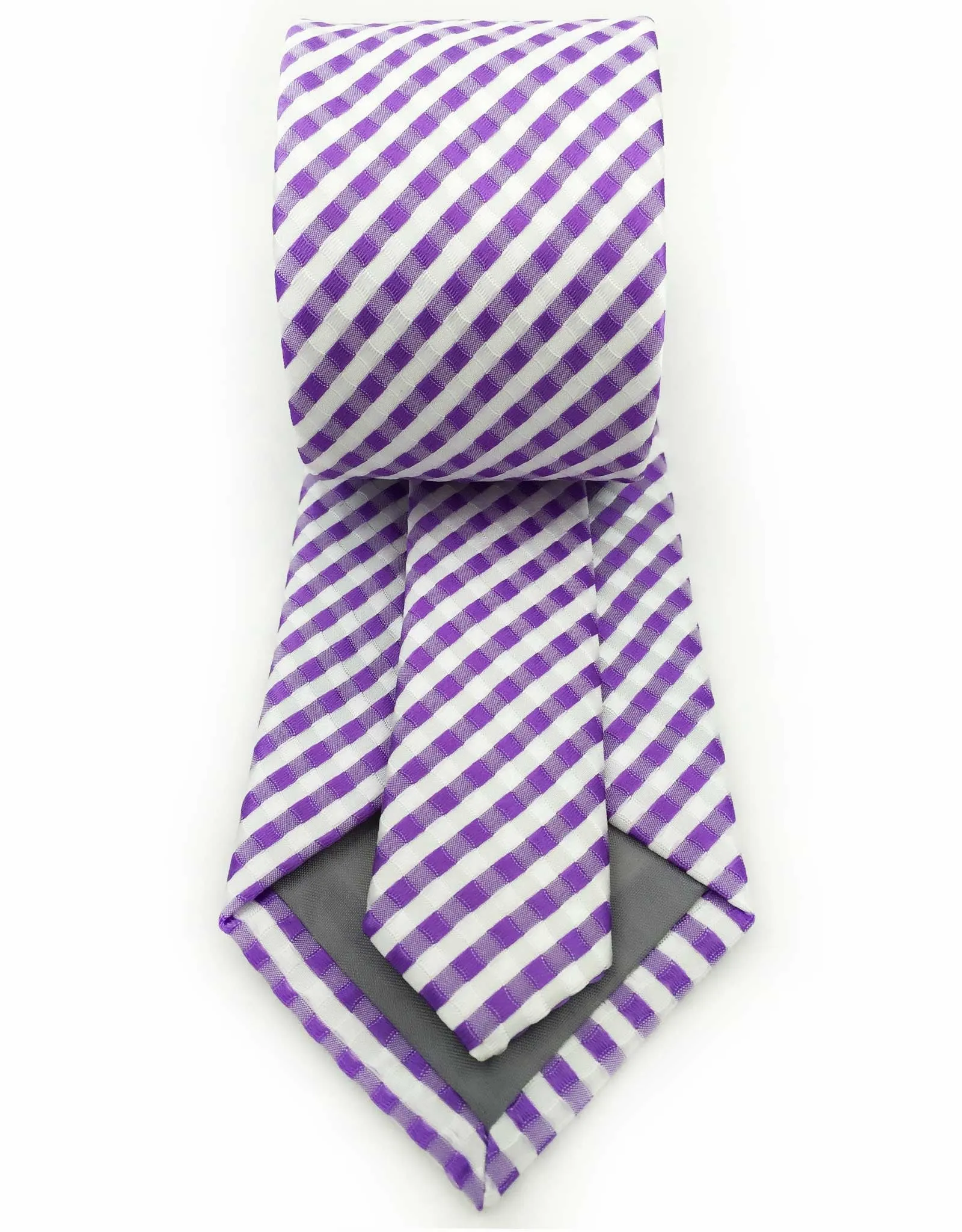 Lilac Purple & White Extra Long Mens Tie - 3XL