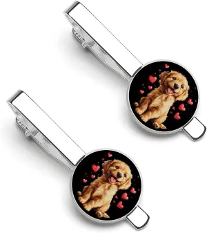 Love Dogs Labrador Retriever Men's Tie Clip Tie Bar Round Tie Clasp Classic Tie Tack Pins Jewelry Accessories