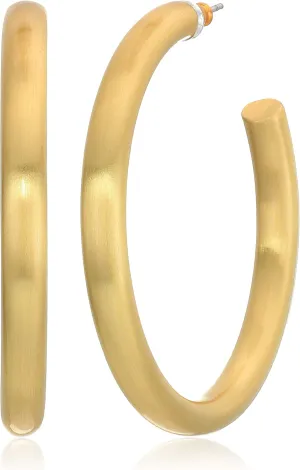 Lucky Brand Women's Gold Large Tubular Hoop Earrings, One Size
