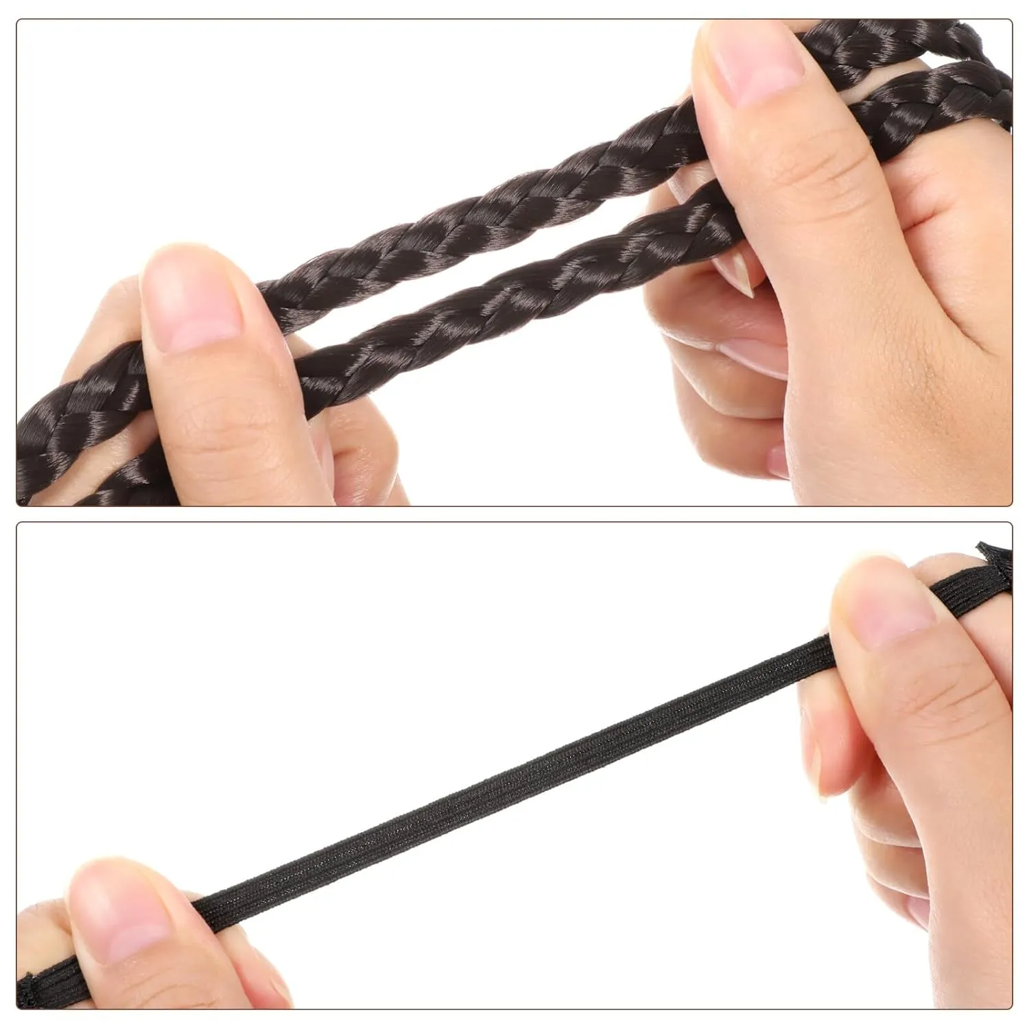 Lurrose 8Pcs Synthetic Hair Braided Headband Classic Wide Strands Wedding Disorderly Fluffy Braids Wig Band Women Beauty Accessory