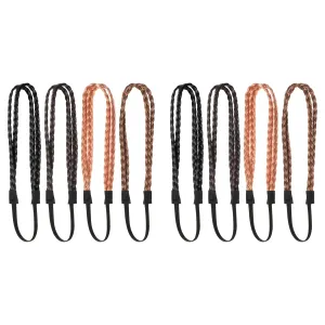 Lurrose 8Pcs Synthetic Hair Braided Headband Classic Wide Strands Wedding Disorderly Fluffy Braids Wig Band Women Beauty Accessory