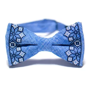 Men's Embroidered Bowtie- Baby Blue