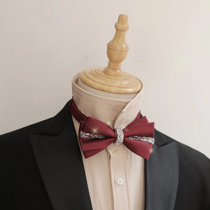 Men's Shining Rhinestone Satin Bow Tie