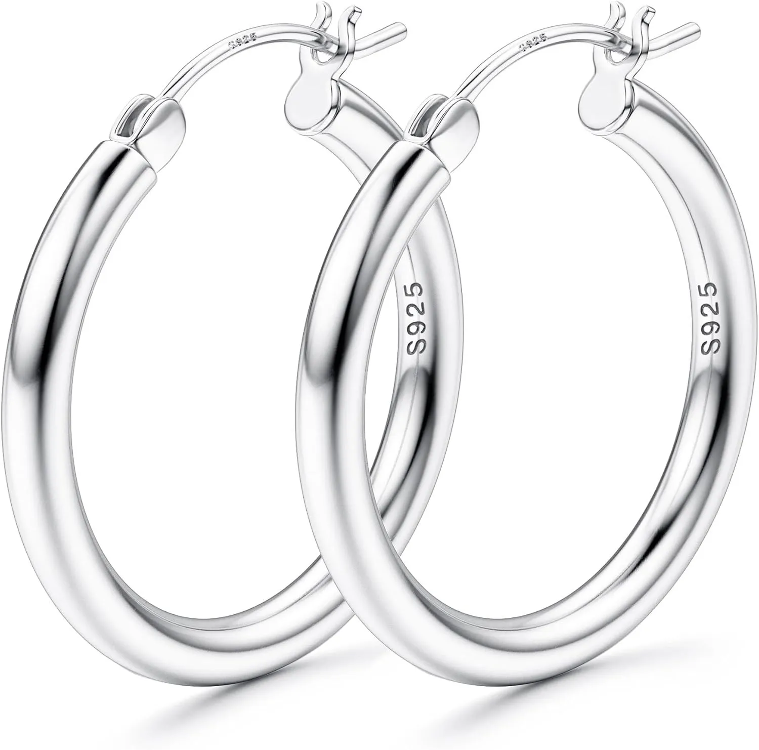 MILACOLATO S925 Sterling Silver Hoop Earrings 14K Real Gold Plated Hoops 3mm Chunky Large Big Hoop Earrings Hypoallergenic Lightweight Earrings for Women 15/20/30/40/50/60/70mm