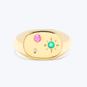 Mixed Gem Seal Signet Ring