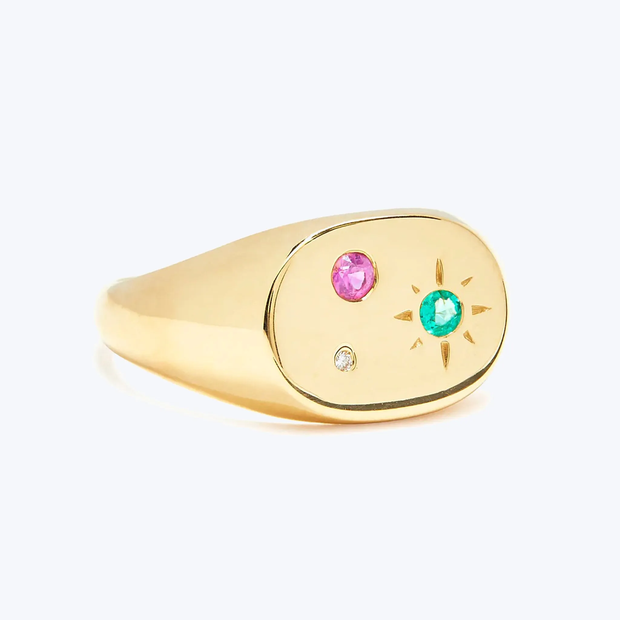 Mixed Gem Seal Signet Ring