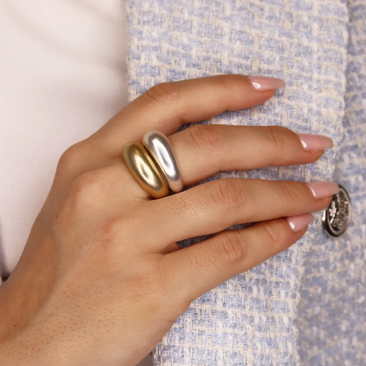 Mixed Metal Dome Rings