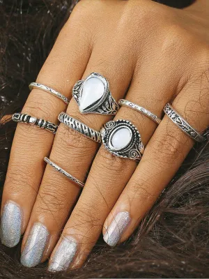 Multi Shaped Ring Set 8pcs