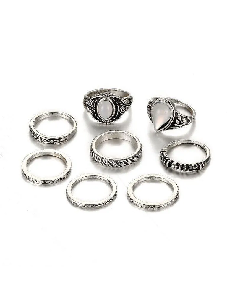 Multi Shaped Ring Set 8pcs