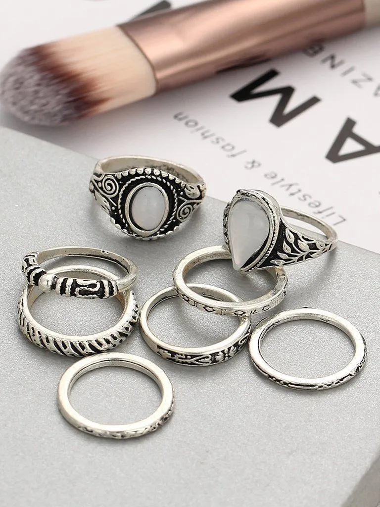 Multi Shaped Ring Set 8pcs