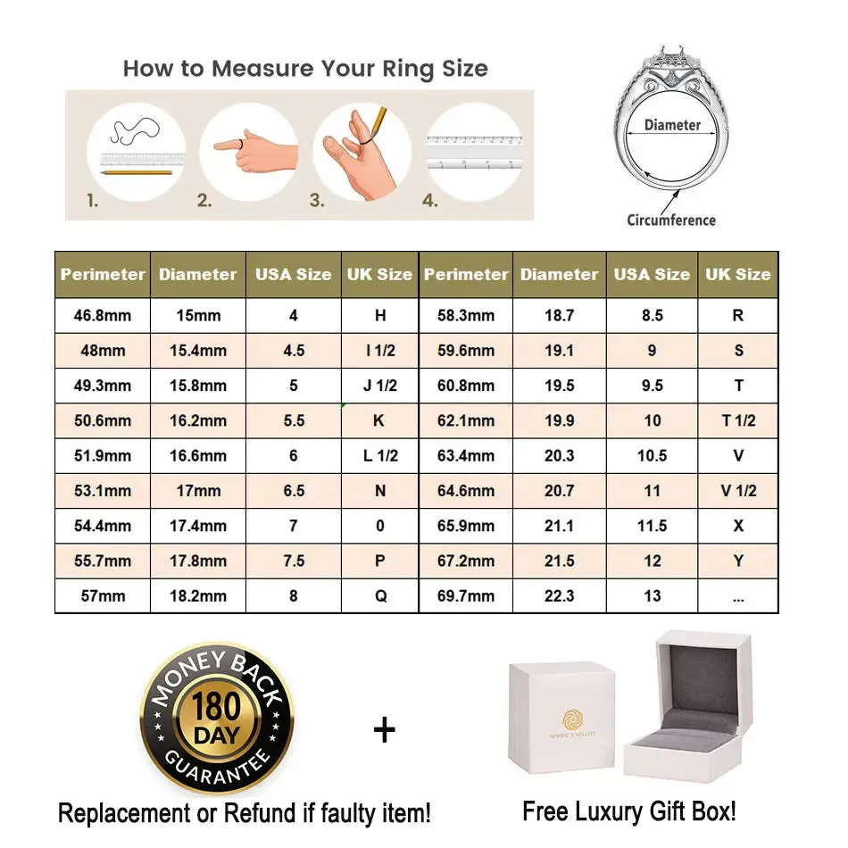 Newshe Original 925 Sterling Silver Bridal Rings Set for Women Cushion AAAAA Cubic Zirconia Engagement Ring Wedding Band