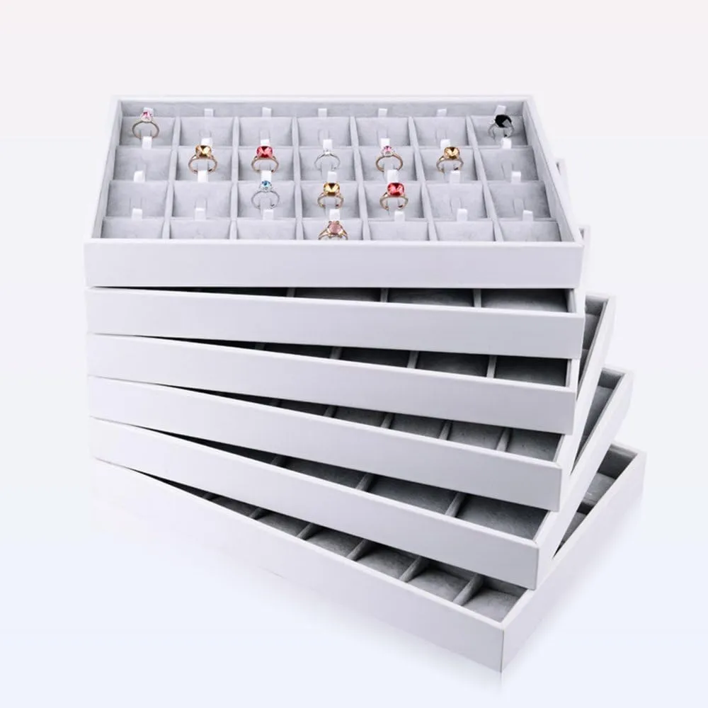 Oirlv Velvet Stackable Jewelry Tray 32 Grids Pendant Organizer Display Showcase Jewelry Storage Trays
