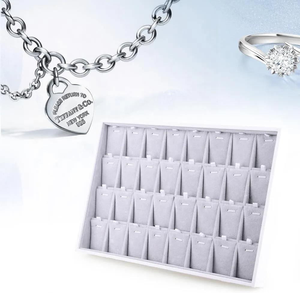 Oirlv Velvet Stackable Jewelry Tray 32 Grids Pendant Organizer Display Showcase Jewelry Storage Trays