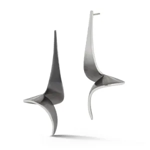 On The Edge En Pointe Oxidized Sterling Silver Earrings