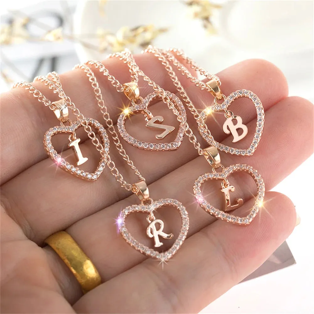 Open Heart with Initial Necklace