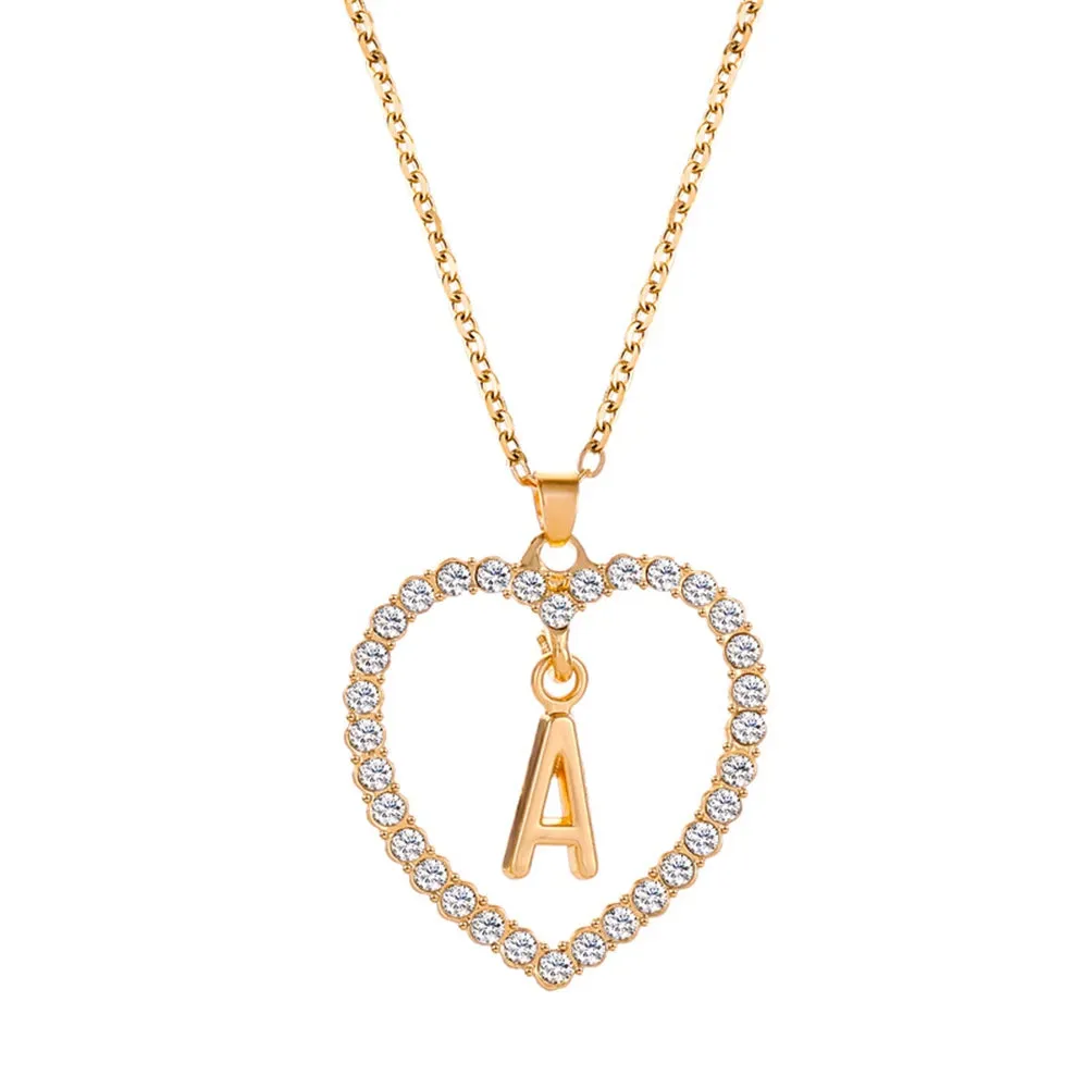 Open Heart with Initial Necklace