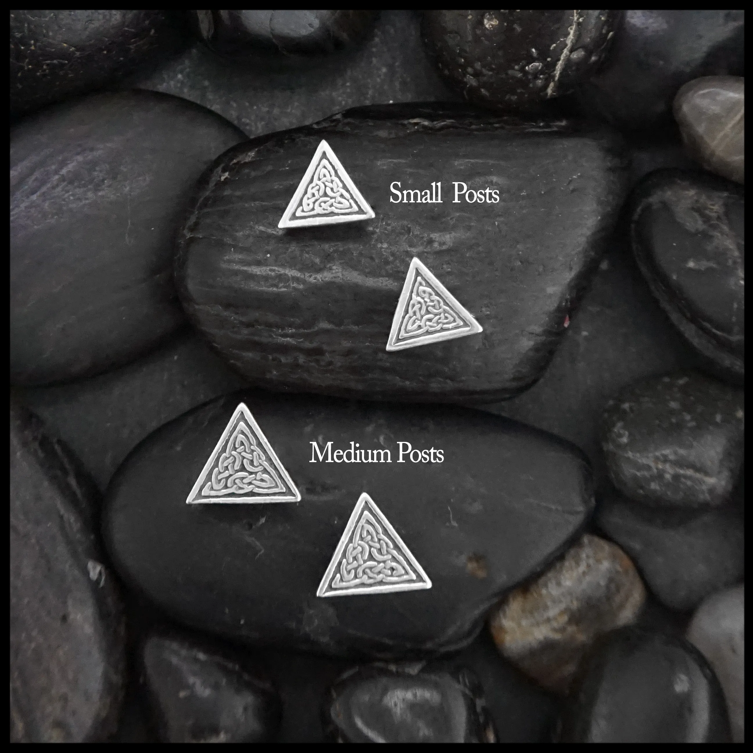 Ornate Triangle Celtic Knot Post Earrings