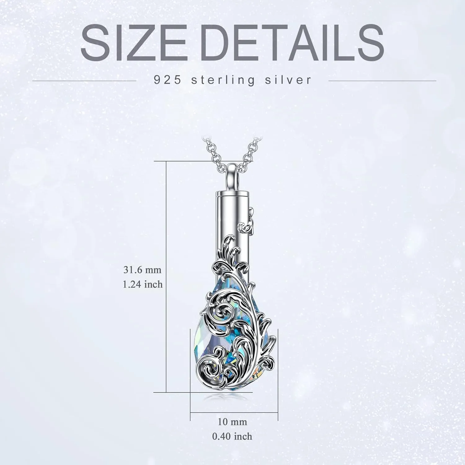 PELOVNY Rose/Lotus/Sunflower/Lily Flower Cremation Urn Necklace For Ashes Sterling Silver Heart/Teardrop Crystal Memorial Jewelry For Women