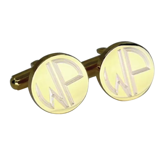 Personalised 2 Letter Monogram Round Gold Cufflinks