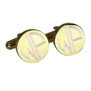 Personalised 2 Letter Monogram Round Gold Cufflinks