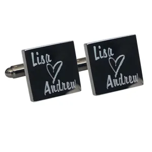 Personalised Couple Name Gunmetal Cufflinks