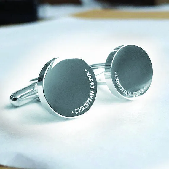 Personalised Engraved Full Name Round Gold Cufflinks