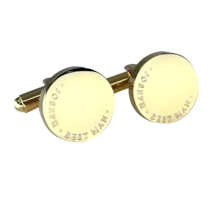 Personalised Engraved Full Name Round Gold Cufflinks